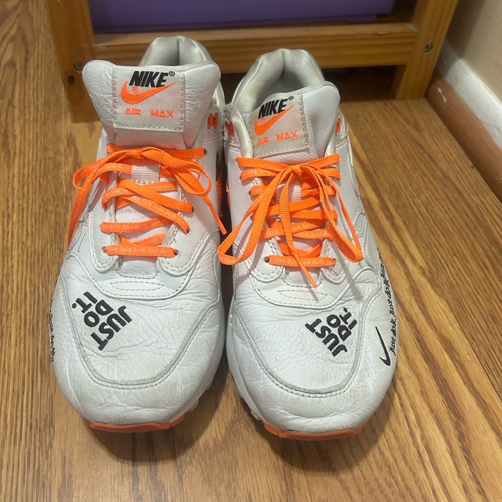 Nike Air Max White and Orange Sneakers